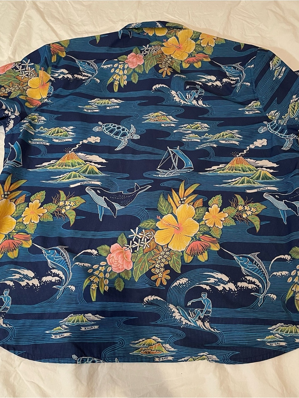 Tommy Bahama Artist Series Navy Tropical Ocean Print Button-Down Shirt - Picture 8 of 8